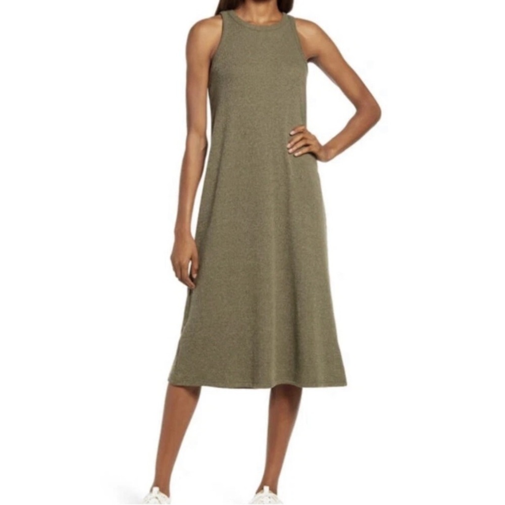 Madewell Westville Tank midi Olive Green Sleeveless Dress Size S
